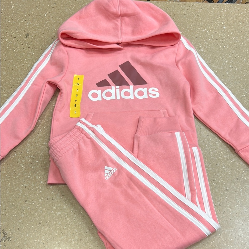 Adidas Pink Hoodie and Joggers Set Size 5